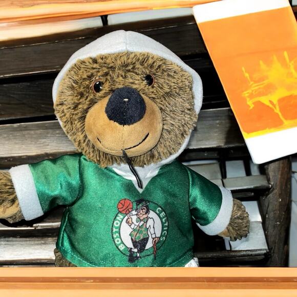 Boston Celtics Teddy Bear Plush Hoodie 14" T-Shirt NBA Basketball Fan Baby Gift - Picture 3 of 11